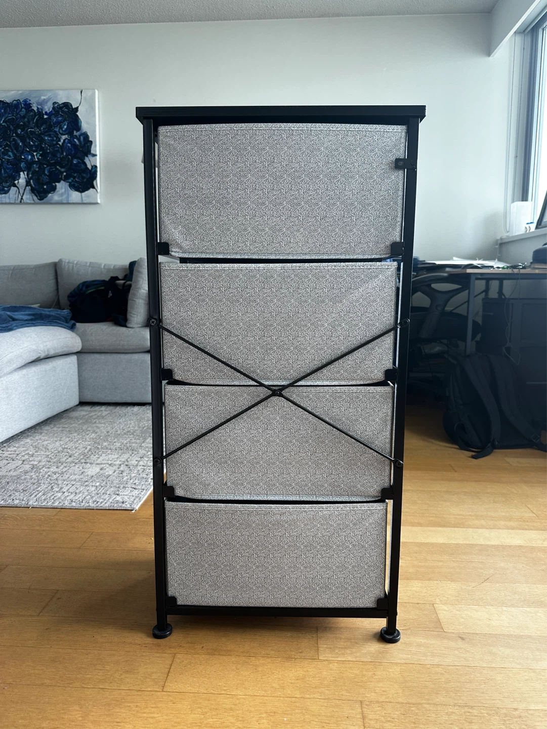 Black Fabric Storage Drawer Unit
