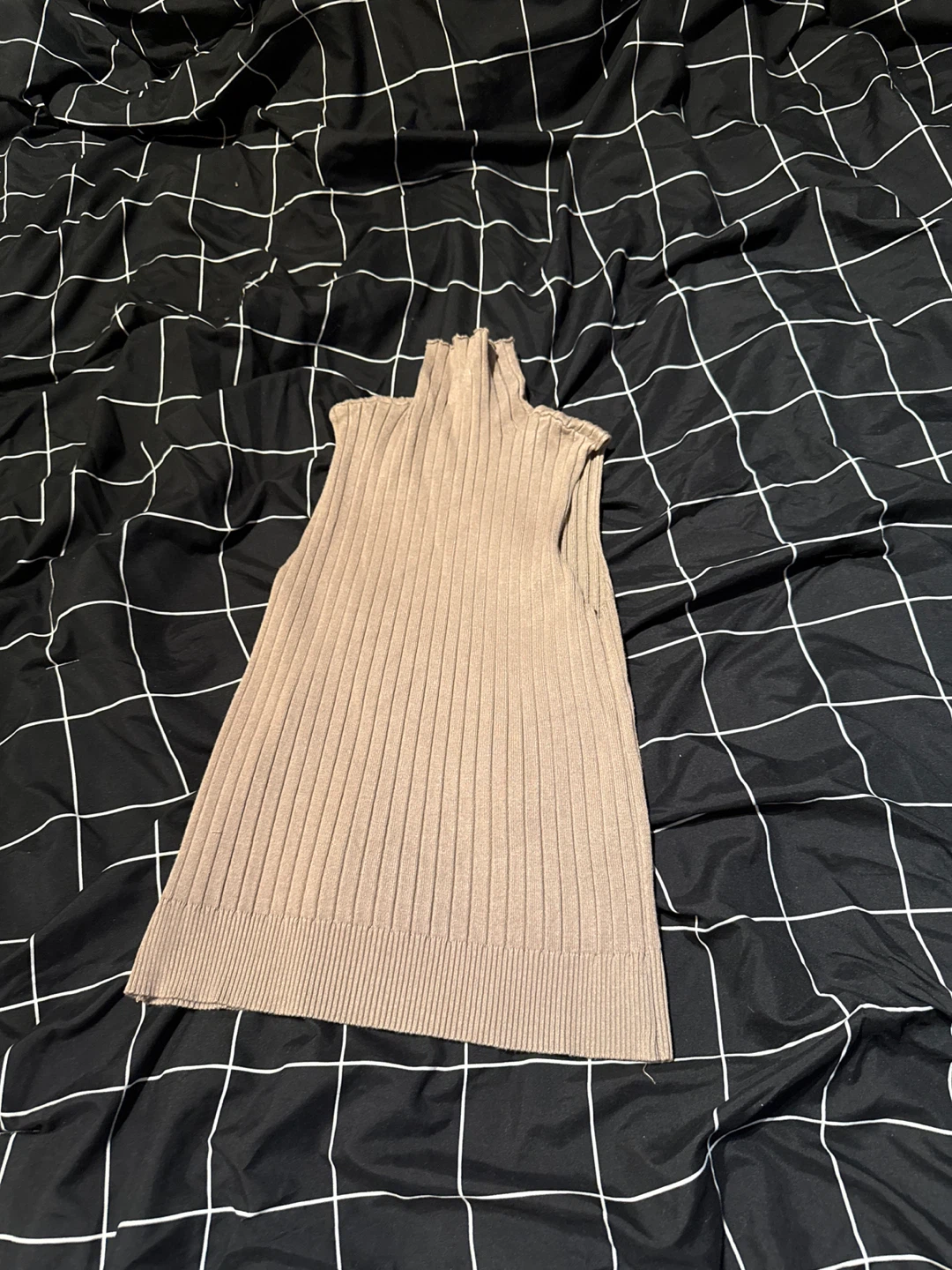 Women's Beige Knit Set - Cardigan, Sleeveless Turtleneck, Pants