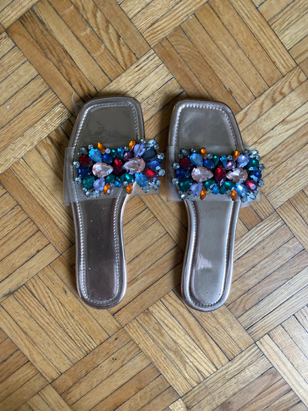 Women's jewelled slide sandals
