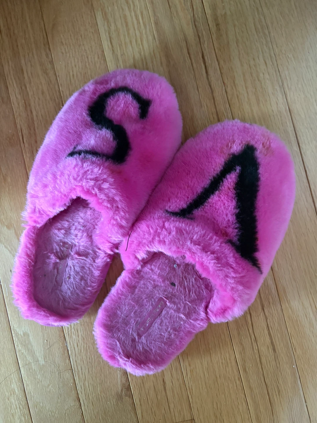 Pink Faux Fur Slippers, Victoria Secret