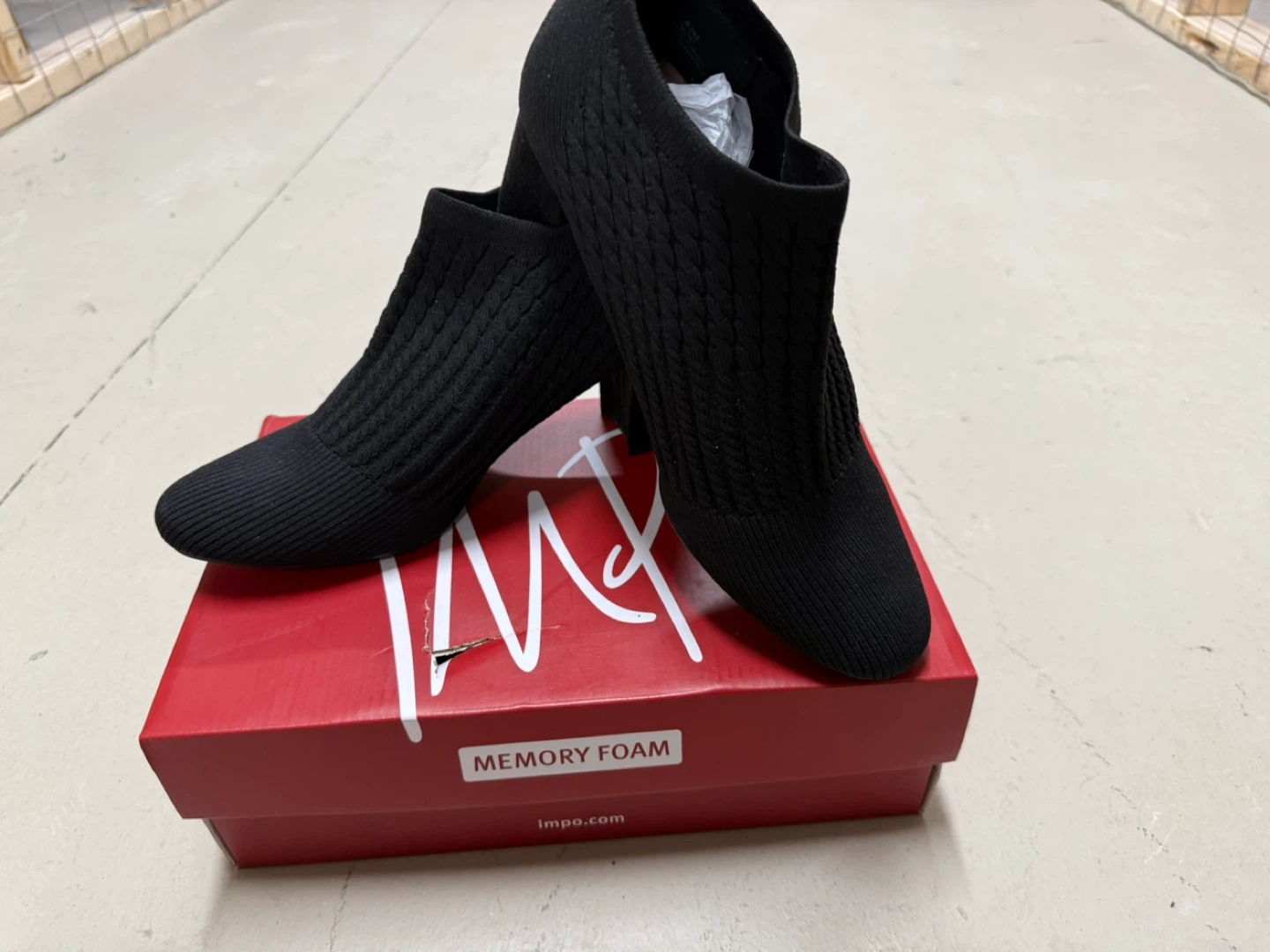 IMPO Black Knit Memory Foam Ankle Boots