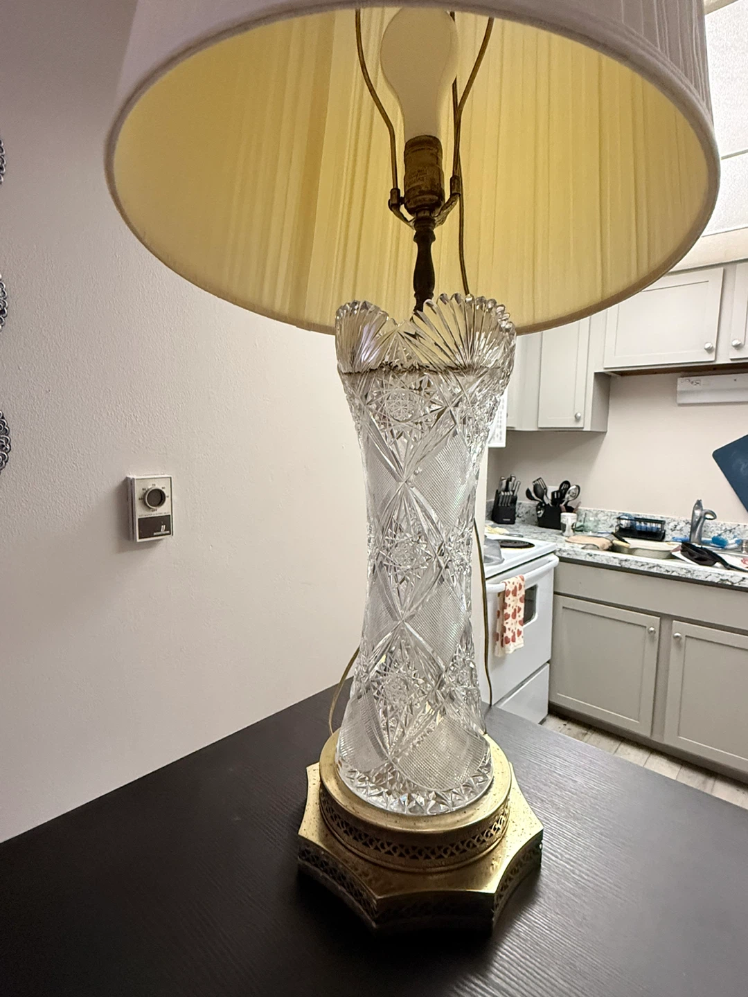 Antique American Brilliant Cut Glass Crystal Parlor Lamp - photo 2