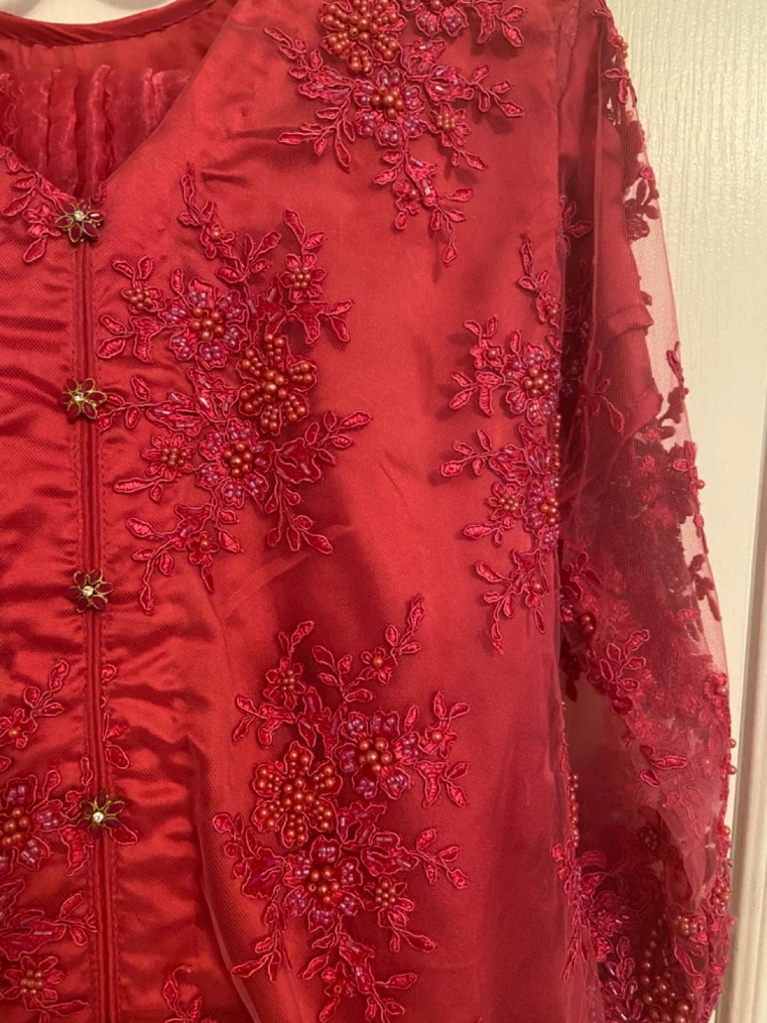 Women's net  Beaded Embroidered 3 piece lehnga dress - photo 2