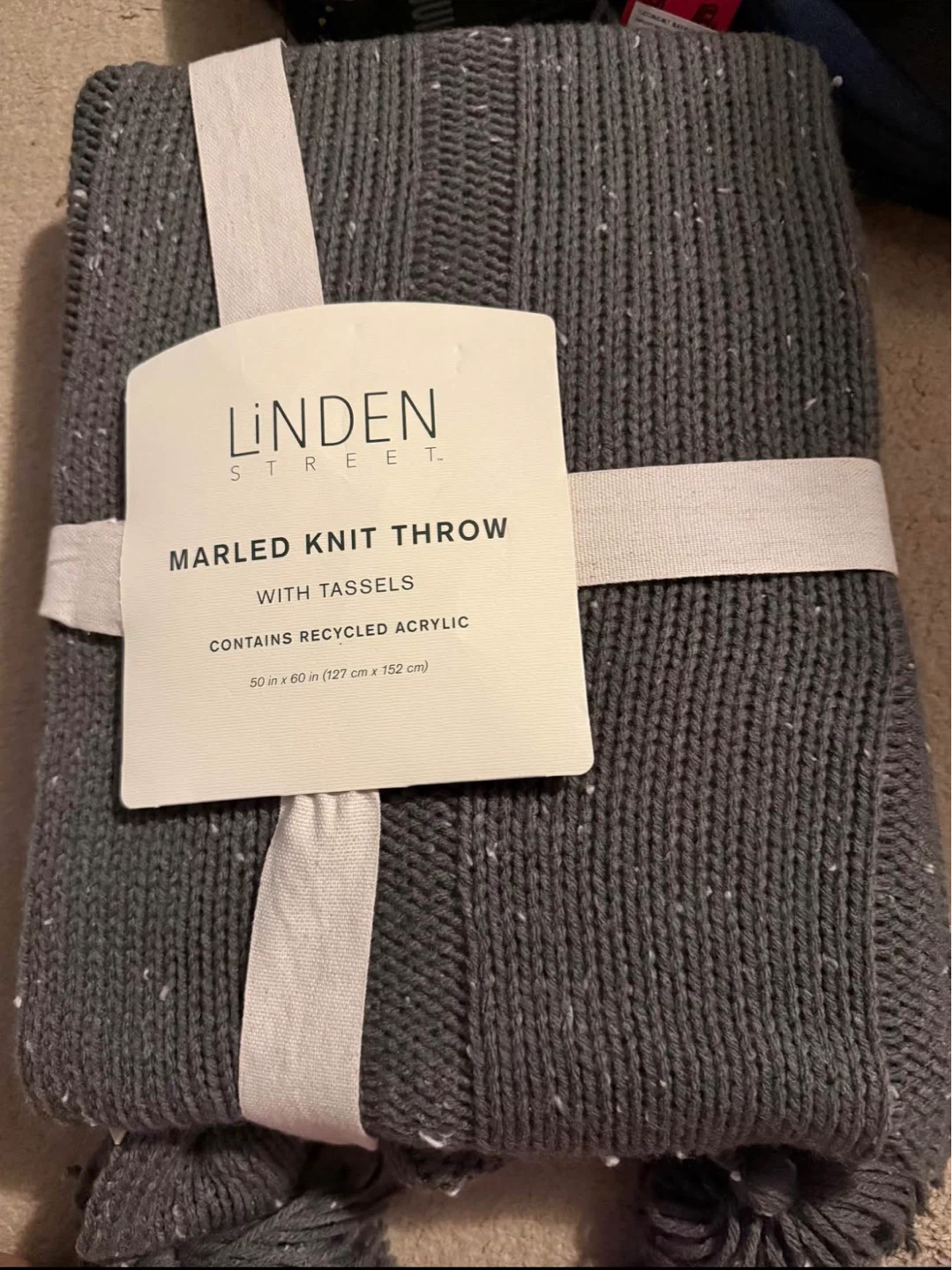 Linden Street Marled Knit Throw with Tassels