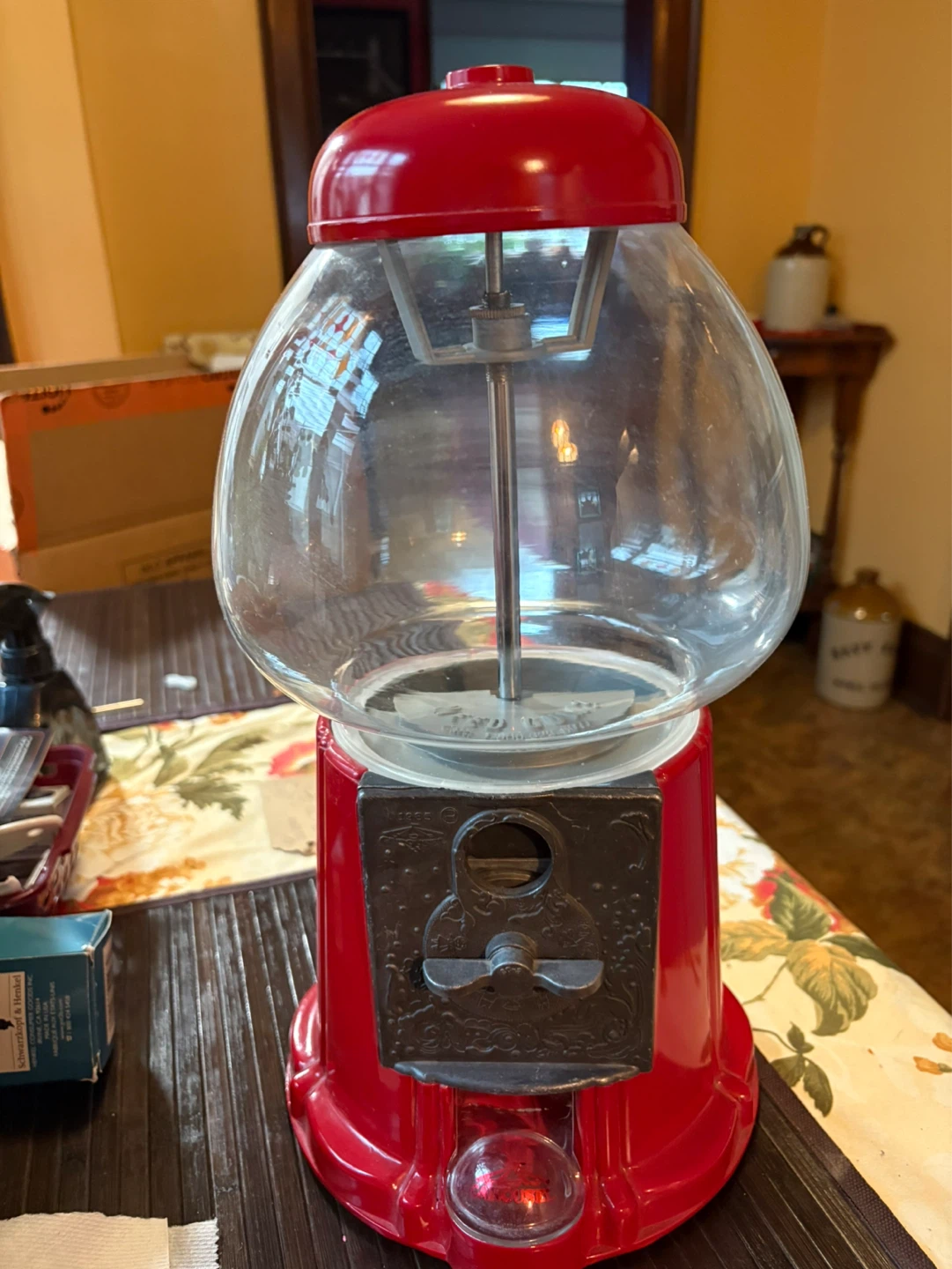 Vintage Red Carousel Gumball Machine