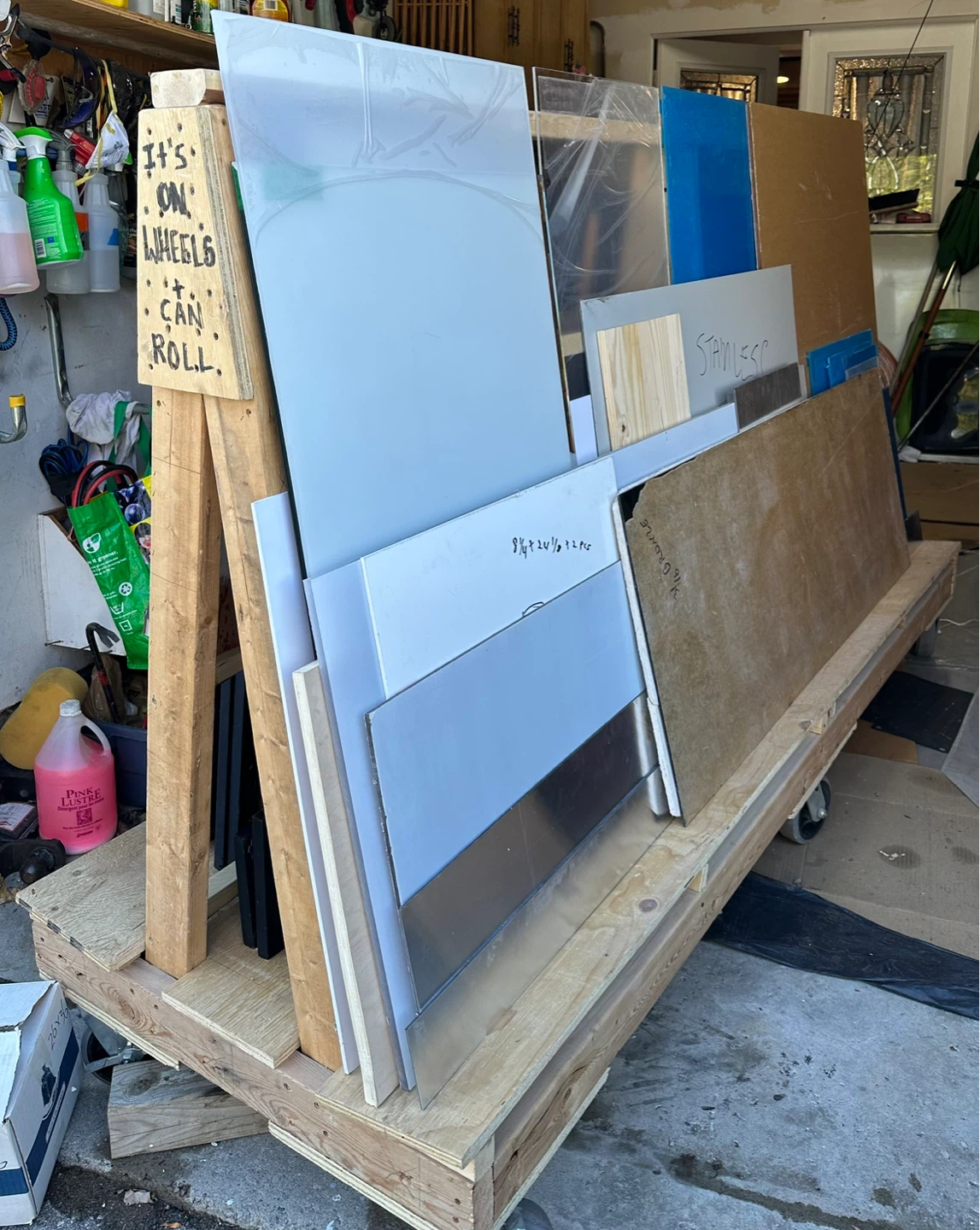 Material Sheet Rack on Wheels
