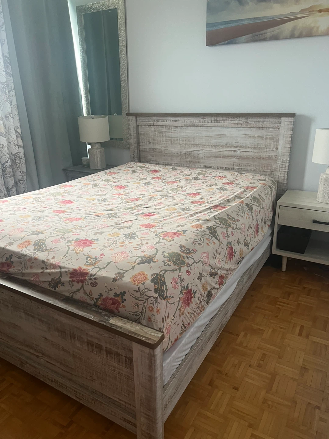 Rustic Wood Bed Frame and 8-Drawer Dresser Set - photo 4