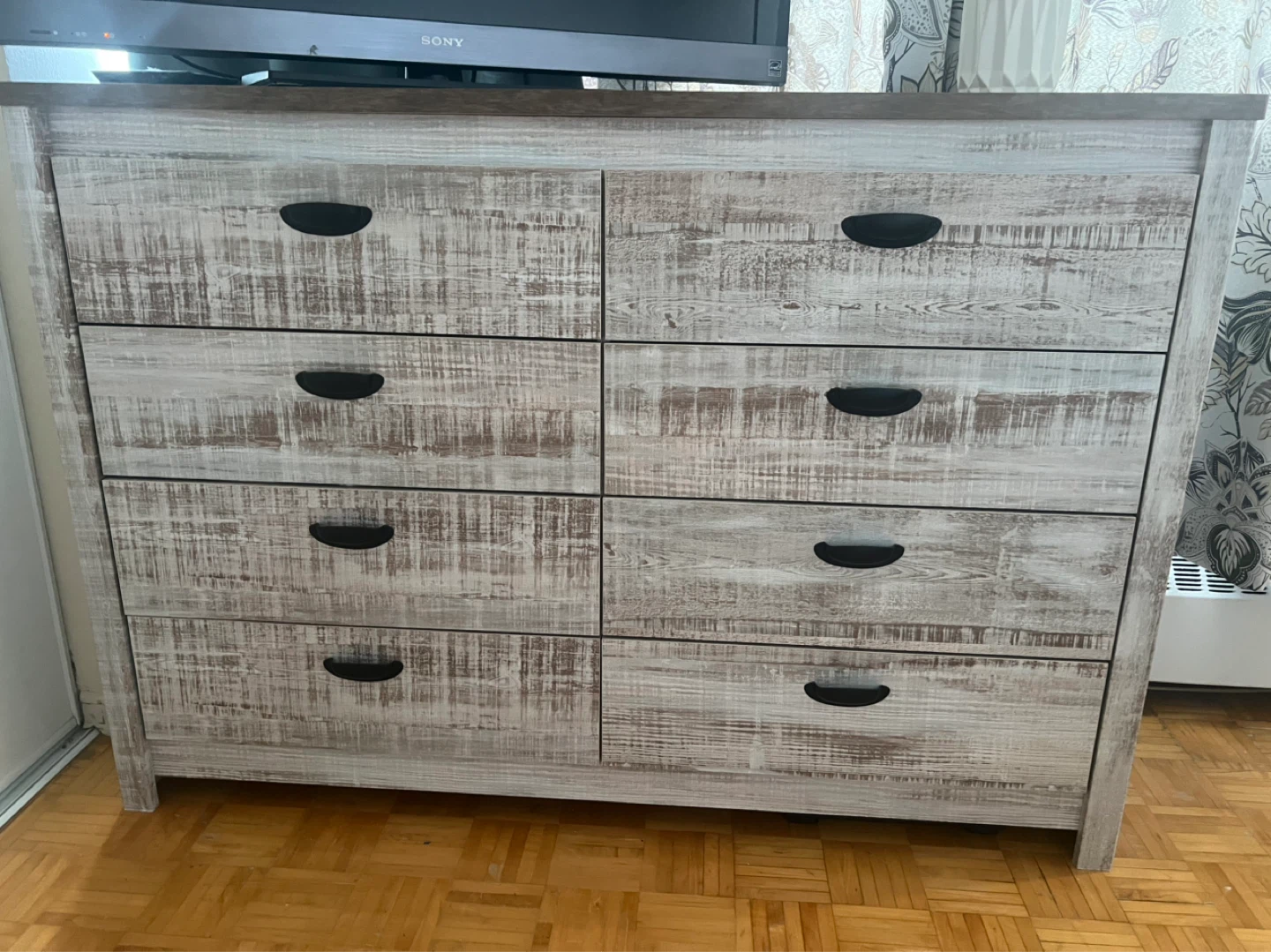 Rustic Wood Bed Frame and 8-Drawer Dresser Set - photo 2