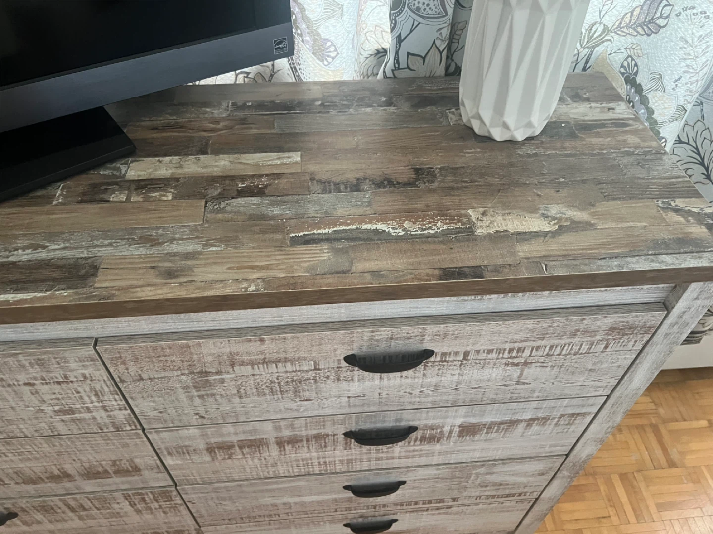 Rustic Wood Bed Frame and 8-Drawer Dresser Set