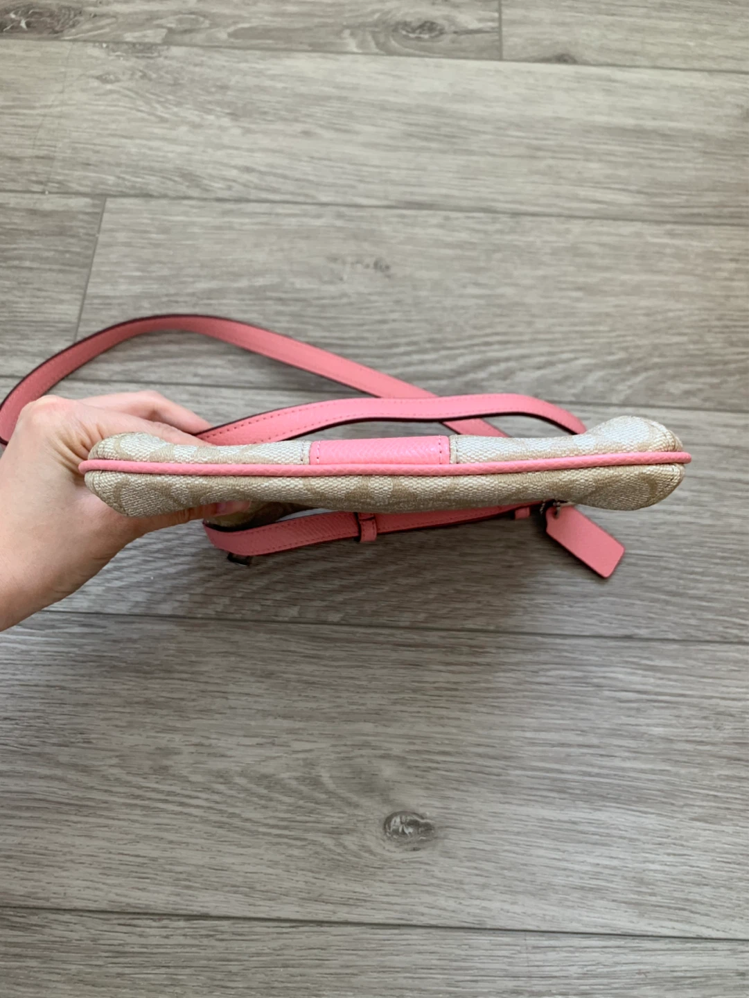Coach Signature Jacquard Crossbody Bag Pink Trim - photo 3