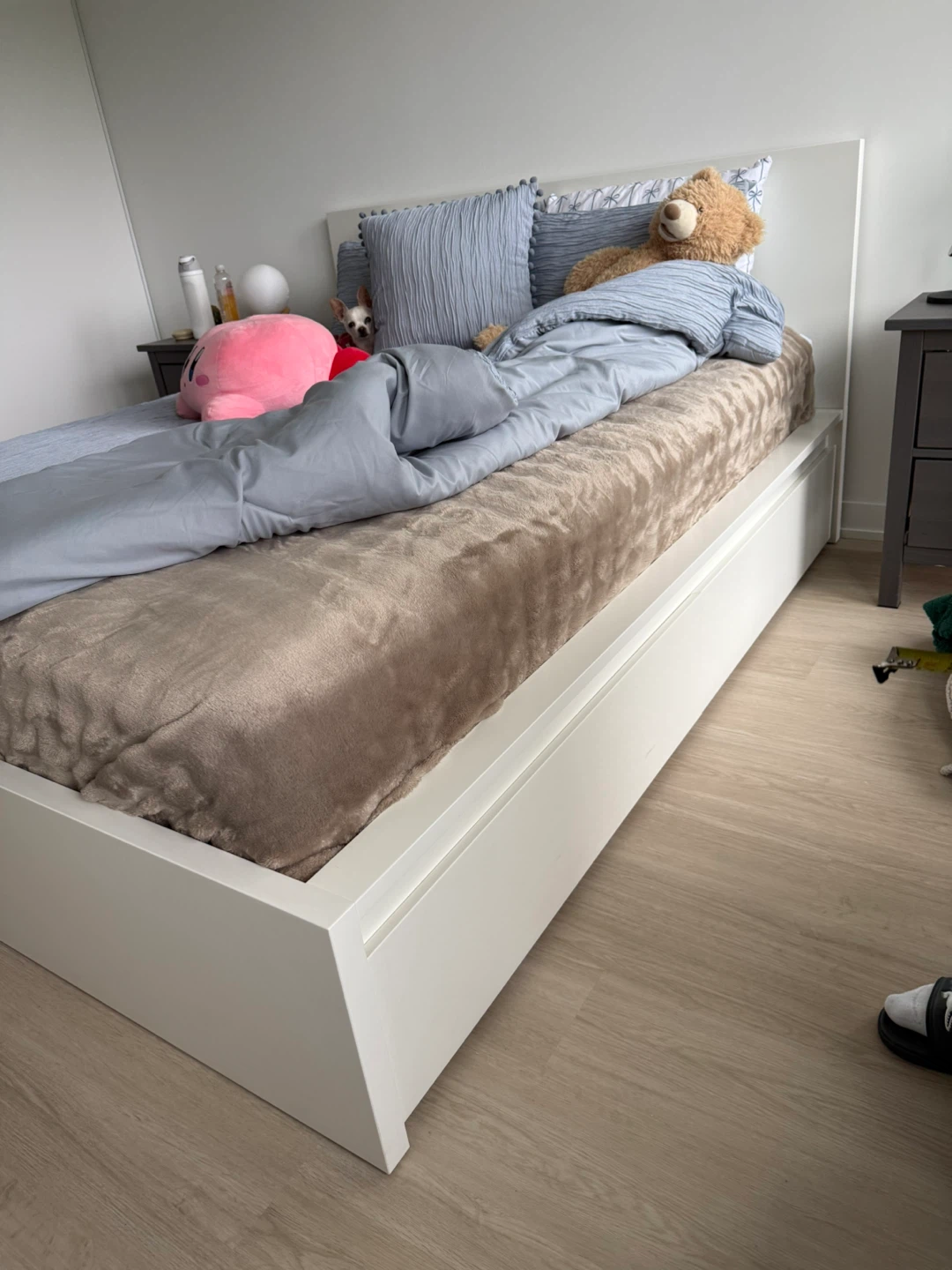 IKEA White Storage Bed Frame (Queen Size) with Drawer