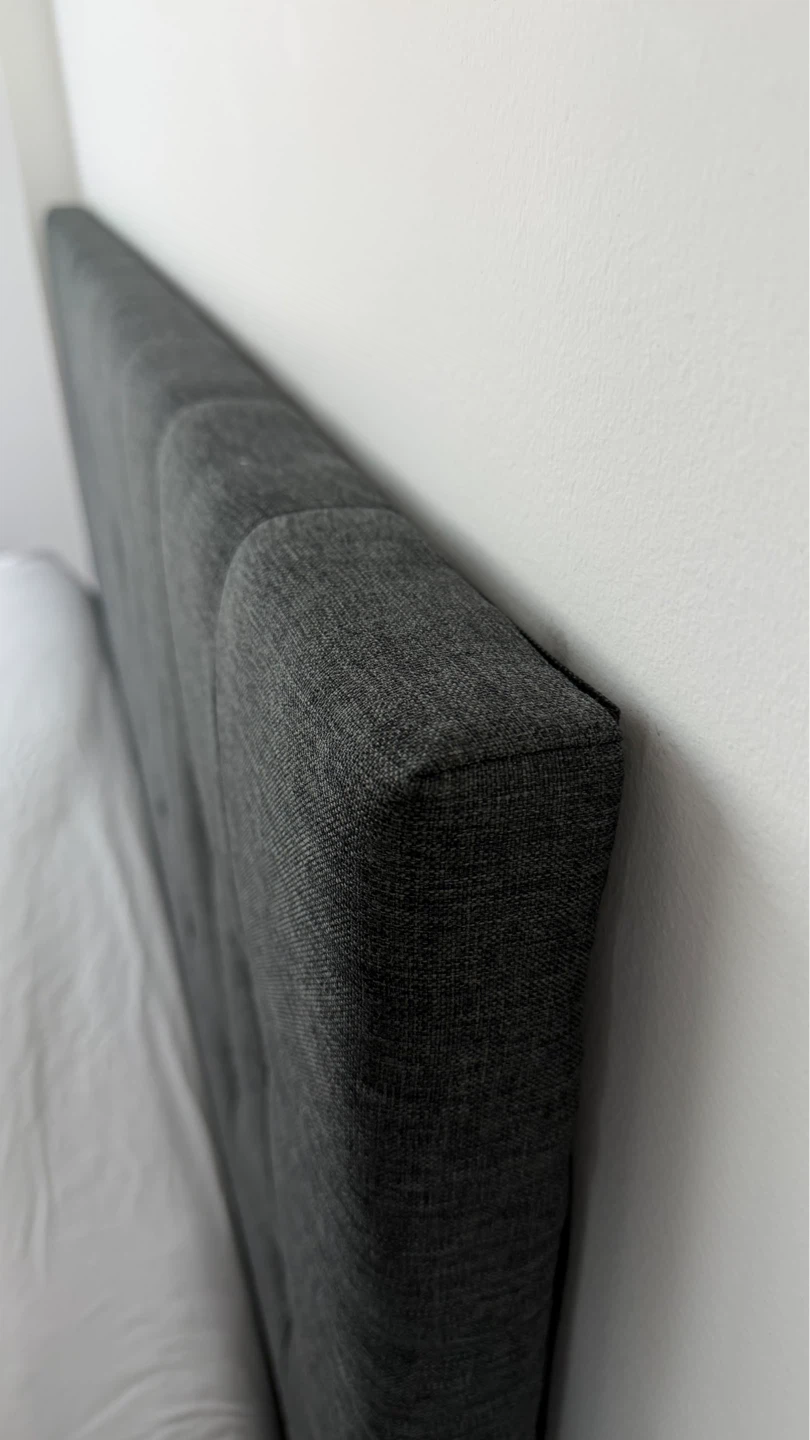 Queen size upholstered dark gray bed frame and headboard - photo 4
