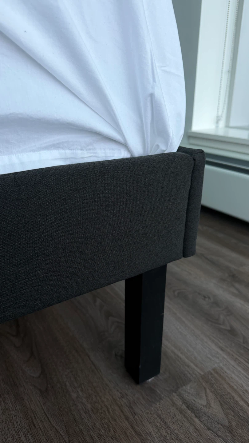 Queen size upholstered dark gray bed frame and headboard - photo 5