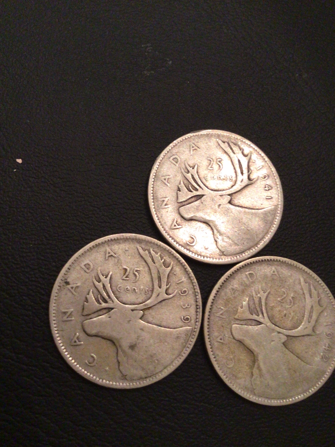 3 x Canadian 25 Cent Silver Coins - George VI - photo 2