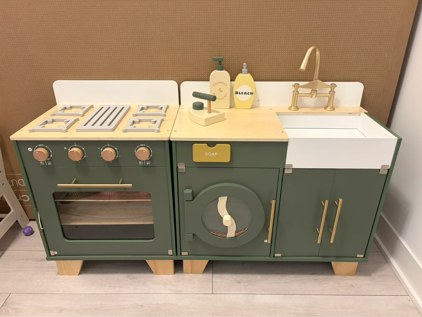 Wooden Play Kitchen with Oven, Washer, and Sink - photo 2