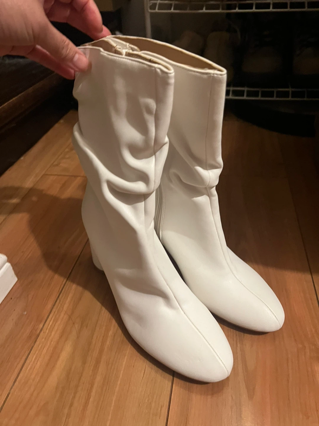 White  Slouch Ankle Boots