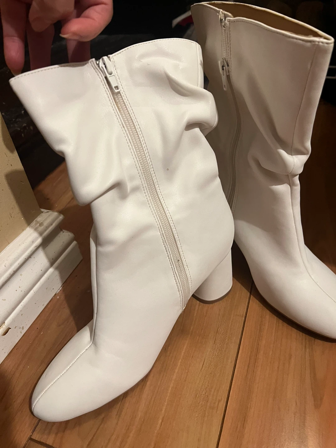 White  Slouch Ankle Boots - photo 5