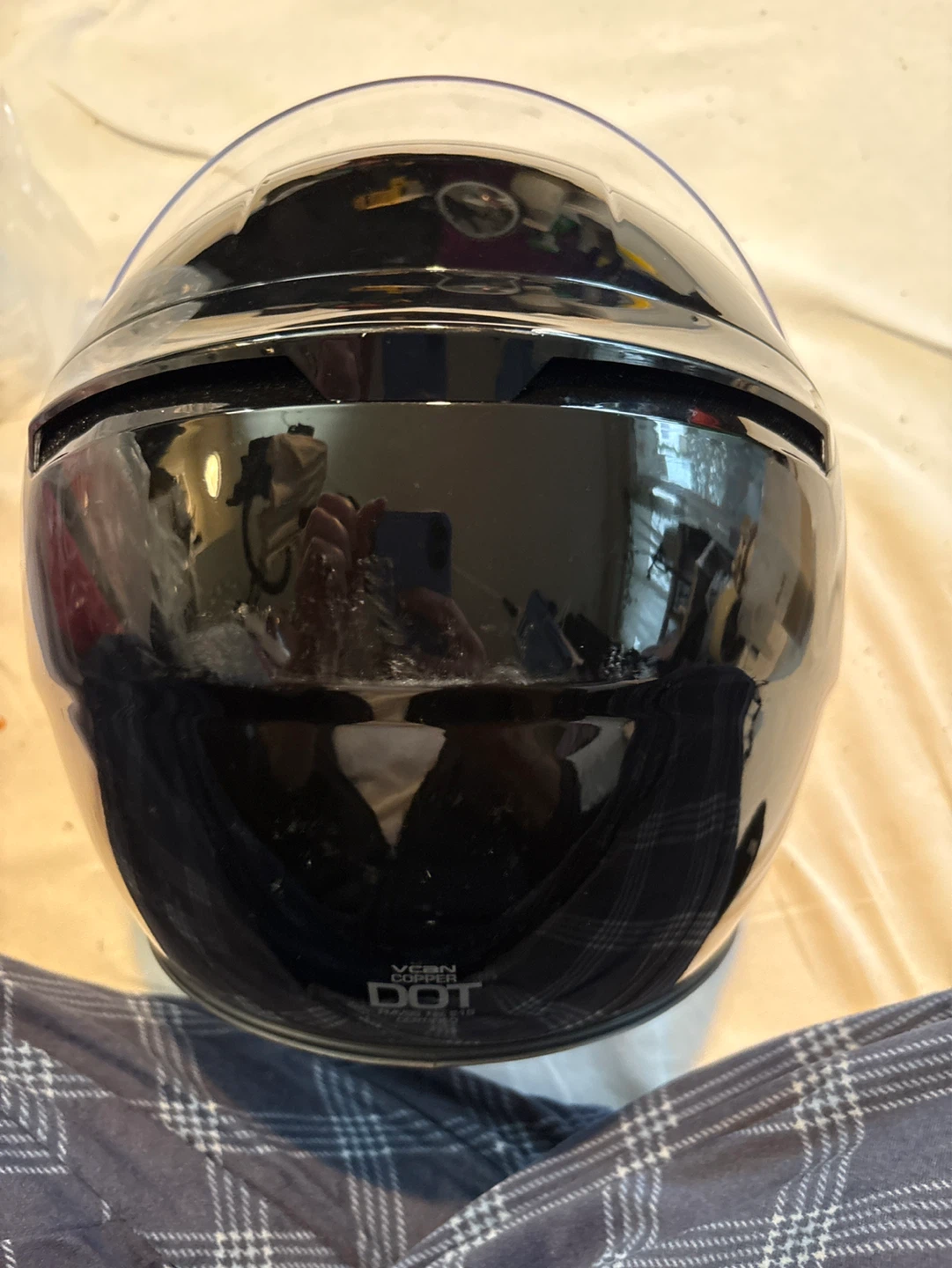 VCAN Black Motorcycle Helmet with Clear Visor - photo 3