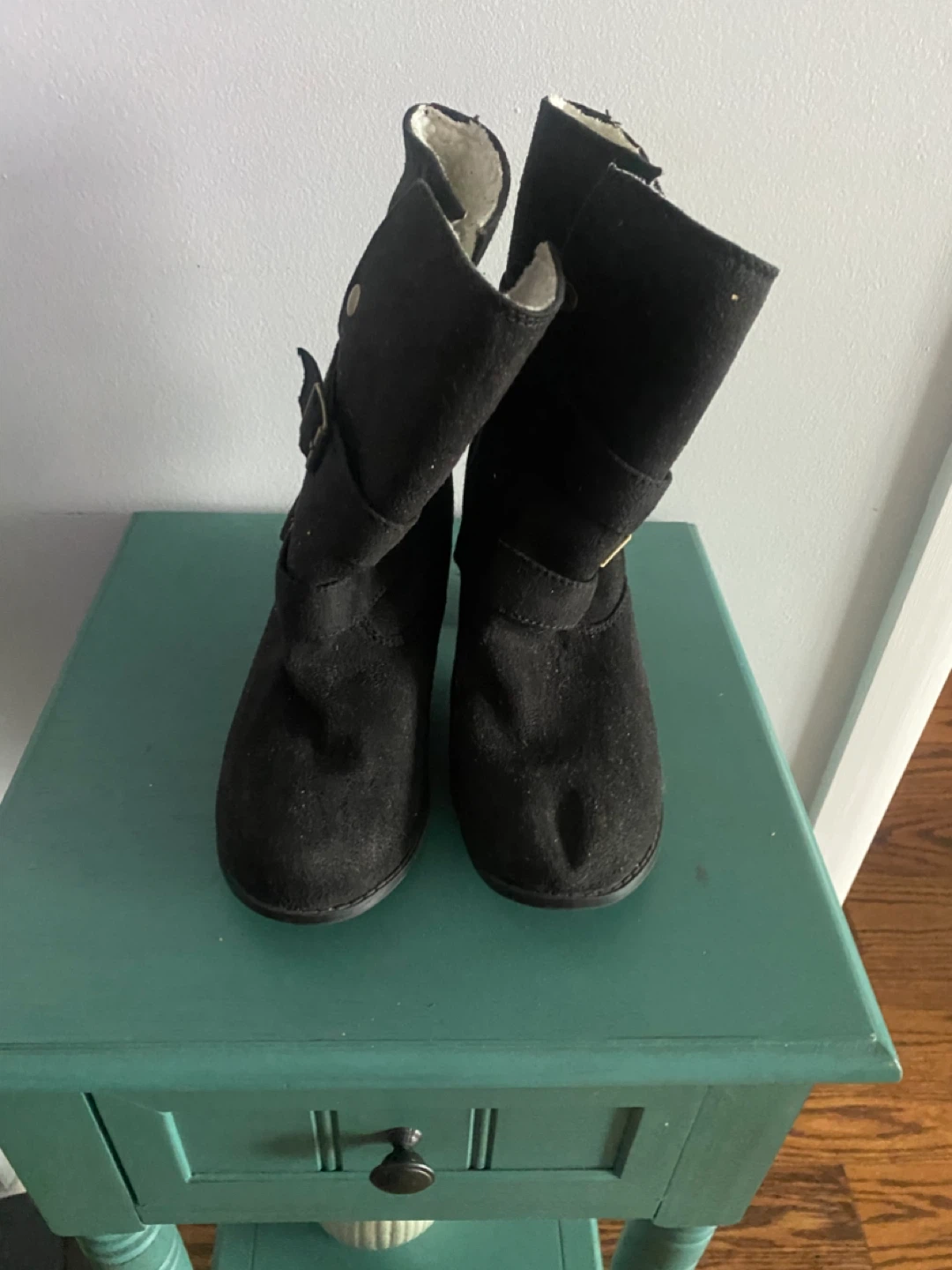 Black Heeled Ankle Boots with Buckles - photo 2