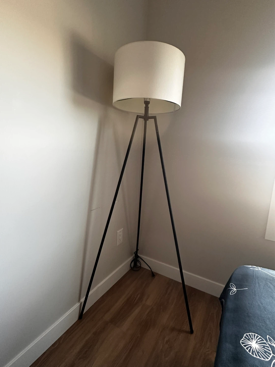 Tripod Floor Lamp with White Drum Shade