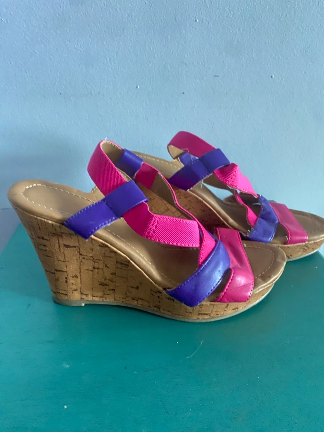 Women's Wedge Sandals sz 7 Pink and Purple Size 7 - photo 2