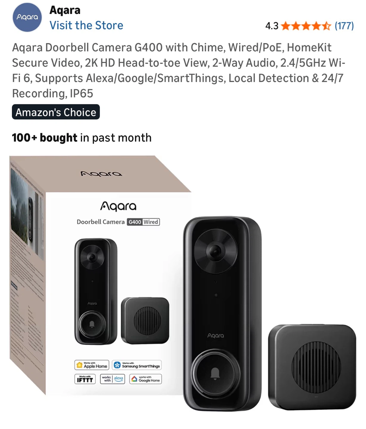 Aqara Doorbell Camera G400 with Chime