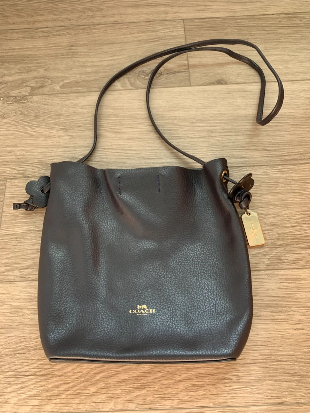 Coach Derby Navy Blue Leather Bucket Bag