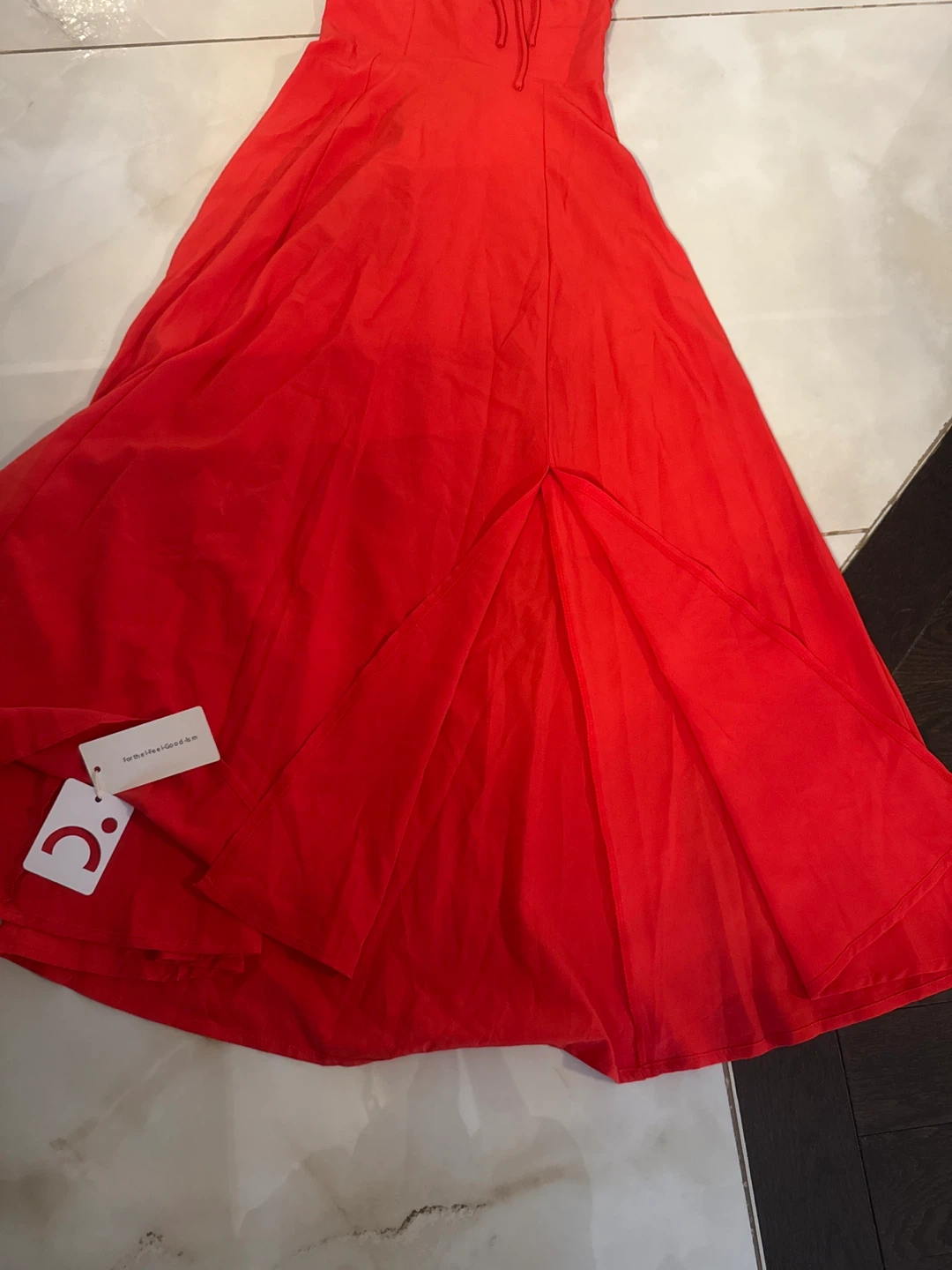 Red Maxi Dress with Lace-Up Back - photo 3