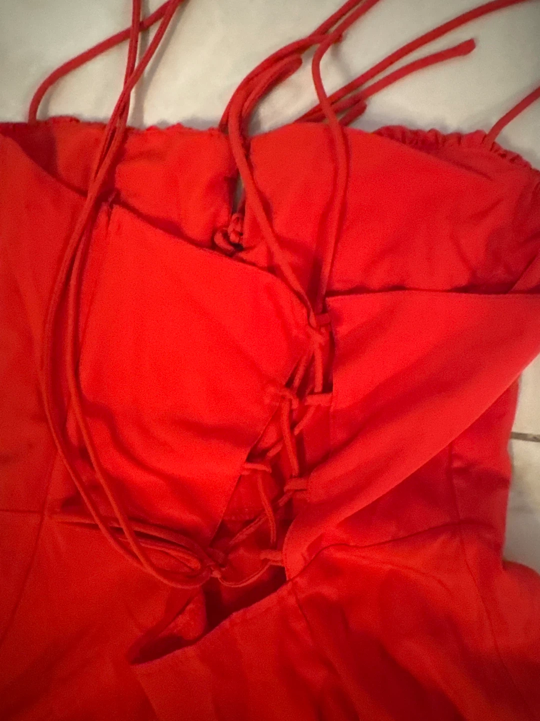 Red Maxi Dress with Lace-Up Back - photo 5