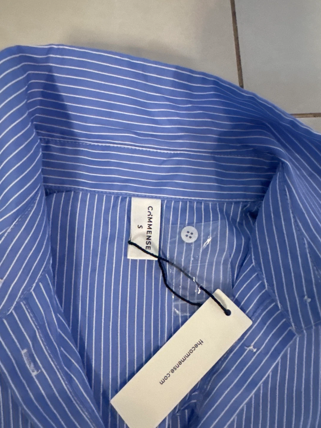 CAMMENSE Blue Stripe Cropped Button-Up Shirt - Size S - photo 2