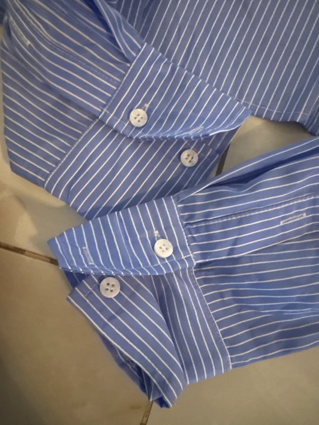 CAMMENSE Blue Stripe Cropped Button-Up Shirt - Size S - photo 4