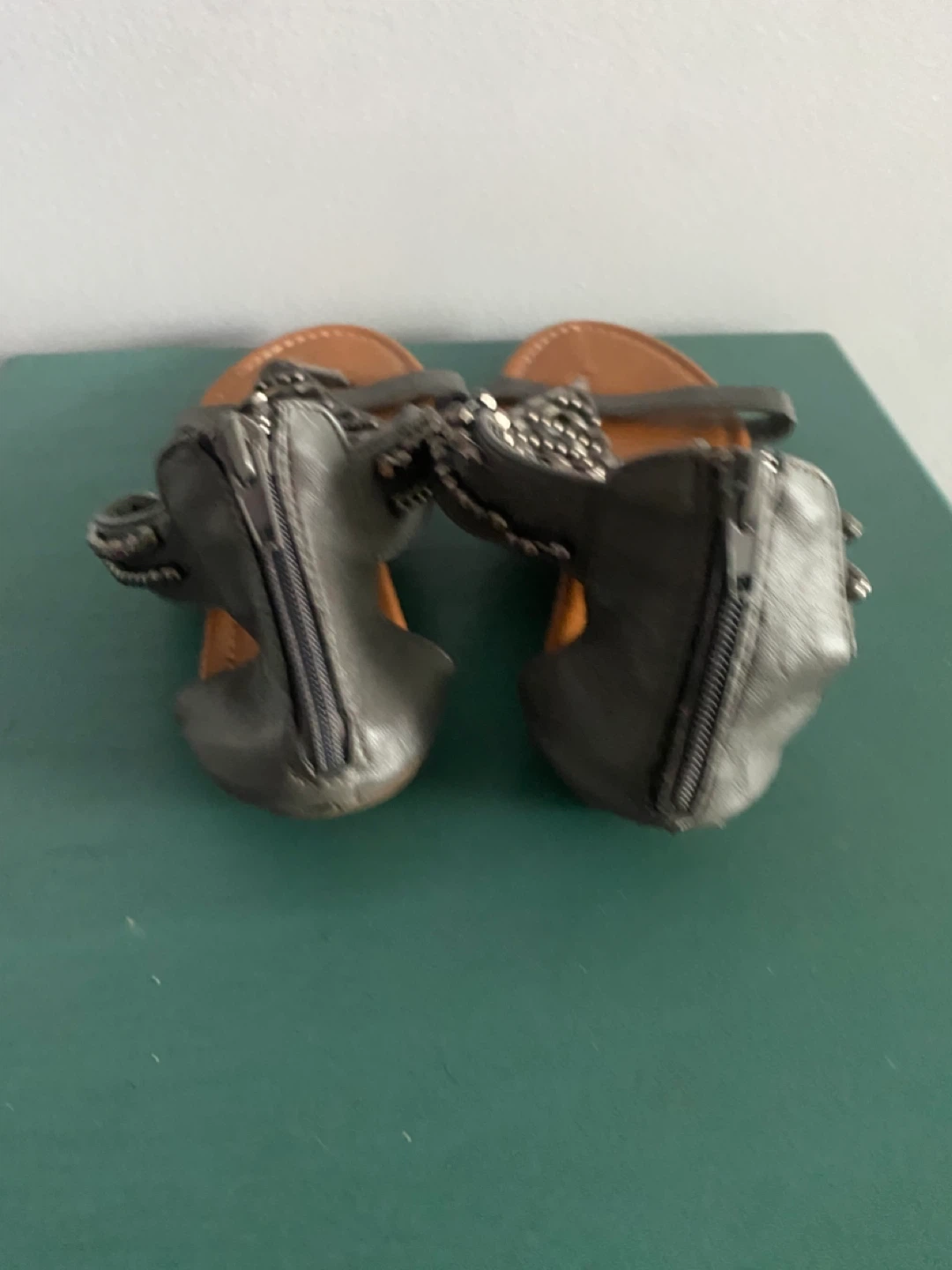 Women's Grey Embellished Gladiator Sandals - photo 3