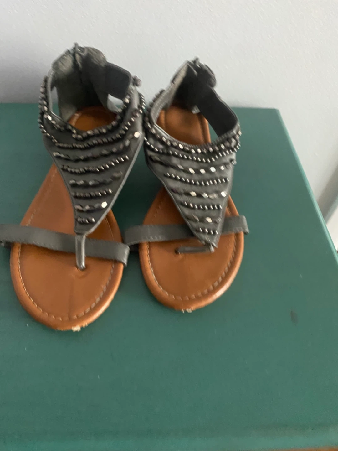 Women's Grey Embellished Gladiator Sandals