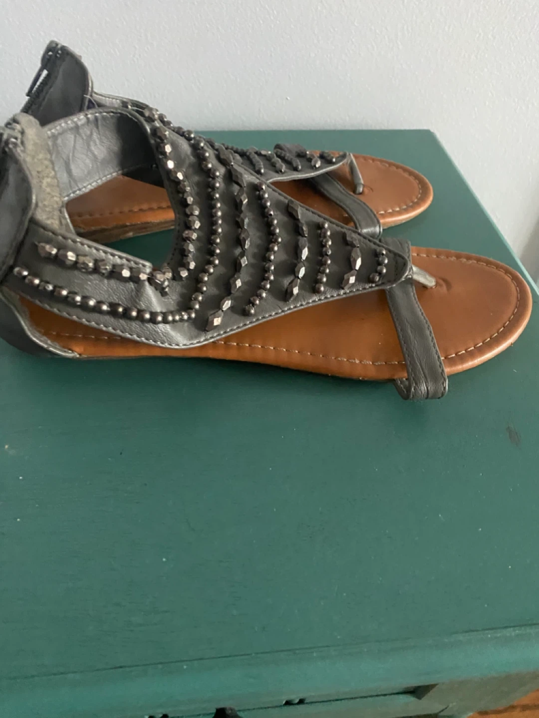 Women's Grey Embellished Gladiator Sandals - photo 2