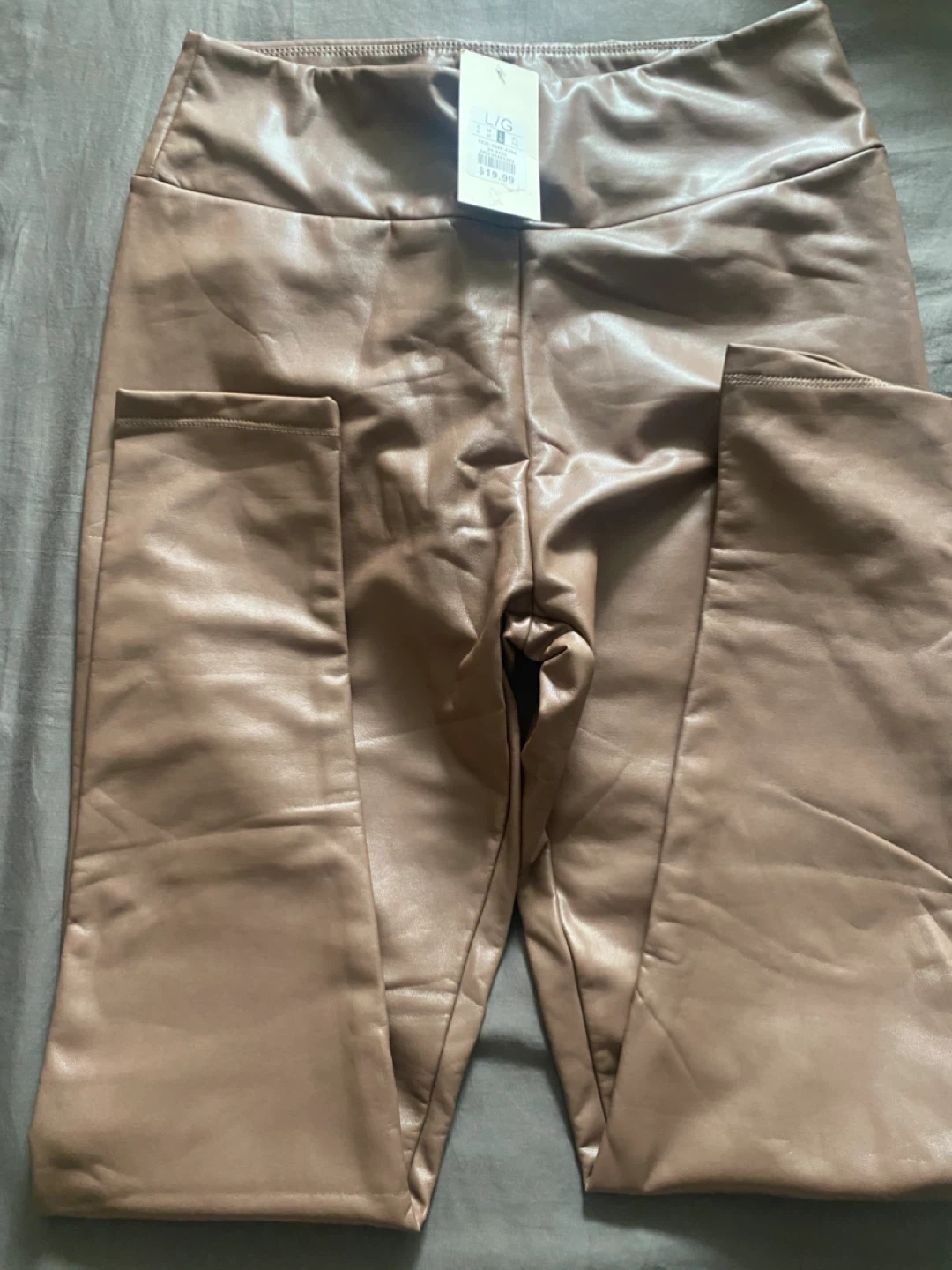Faux Leather Leggings - Brown - L/G - photo 2