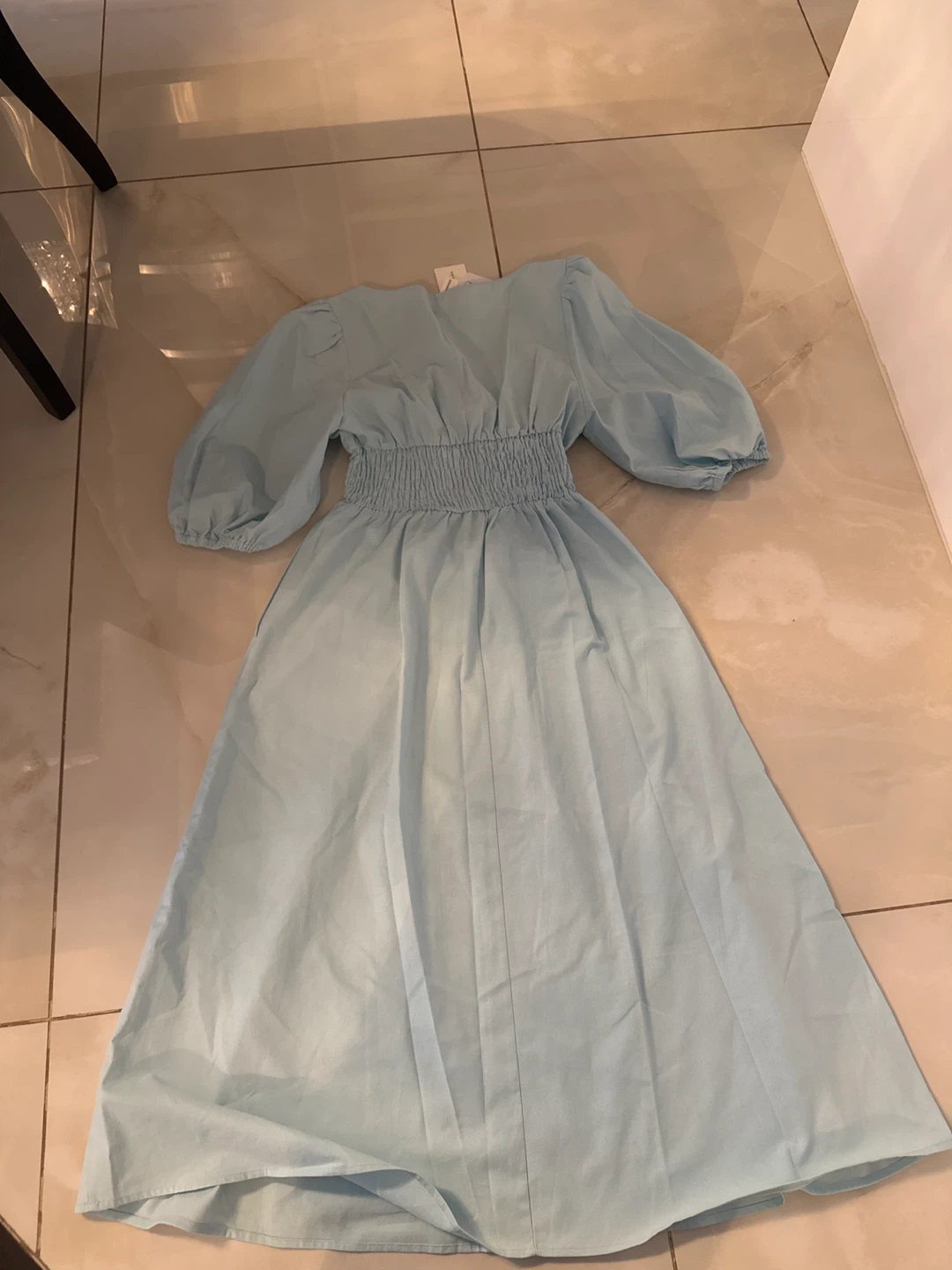 Commense Blue Puff Sleeve Midi Dress - Size L - photo 5