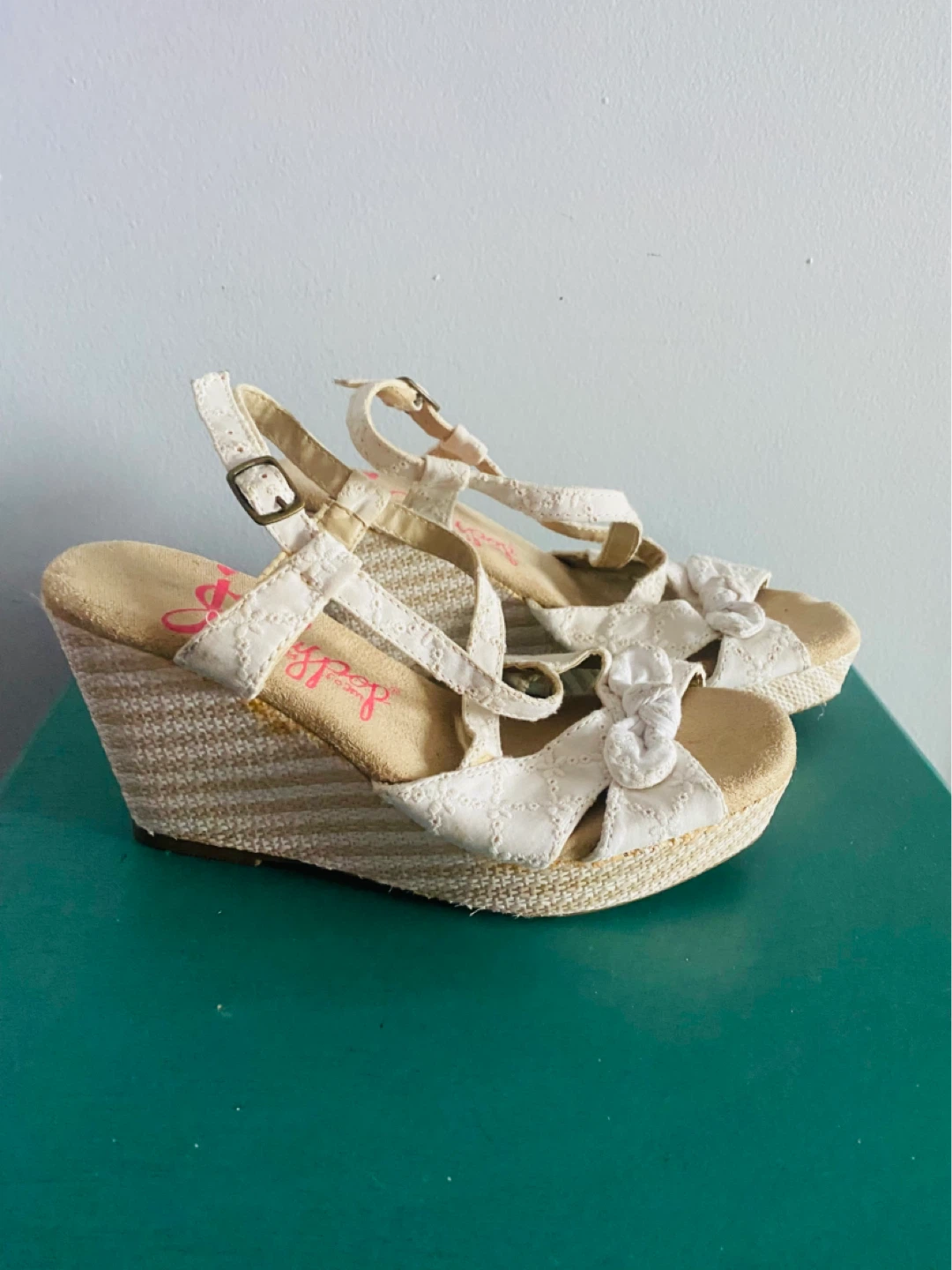 Jellypop White Wedge Sandals with Bows - photo 2