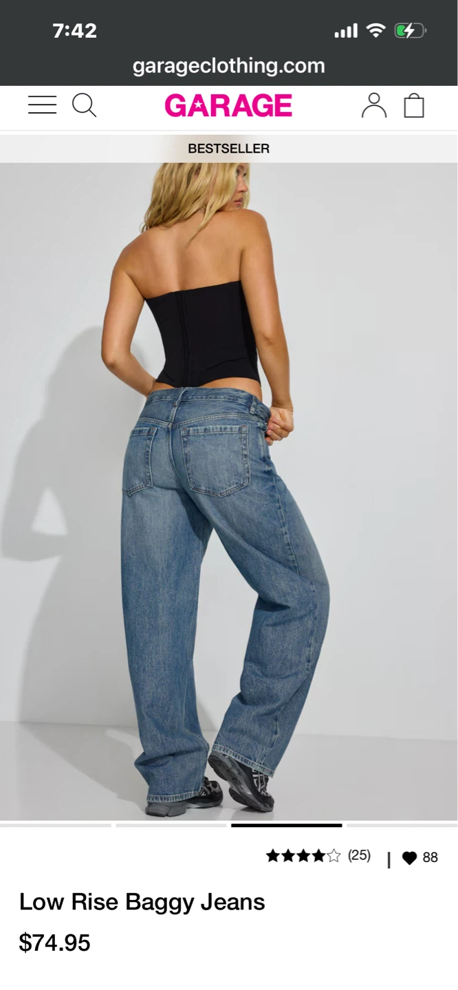 Garage Denim Low Rise Baggy Jeans