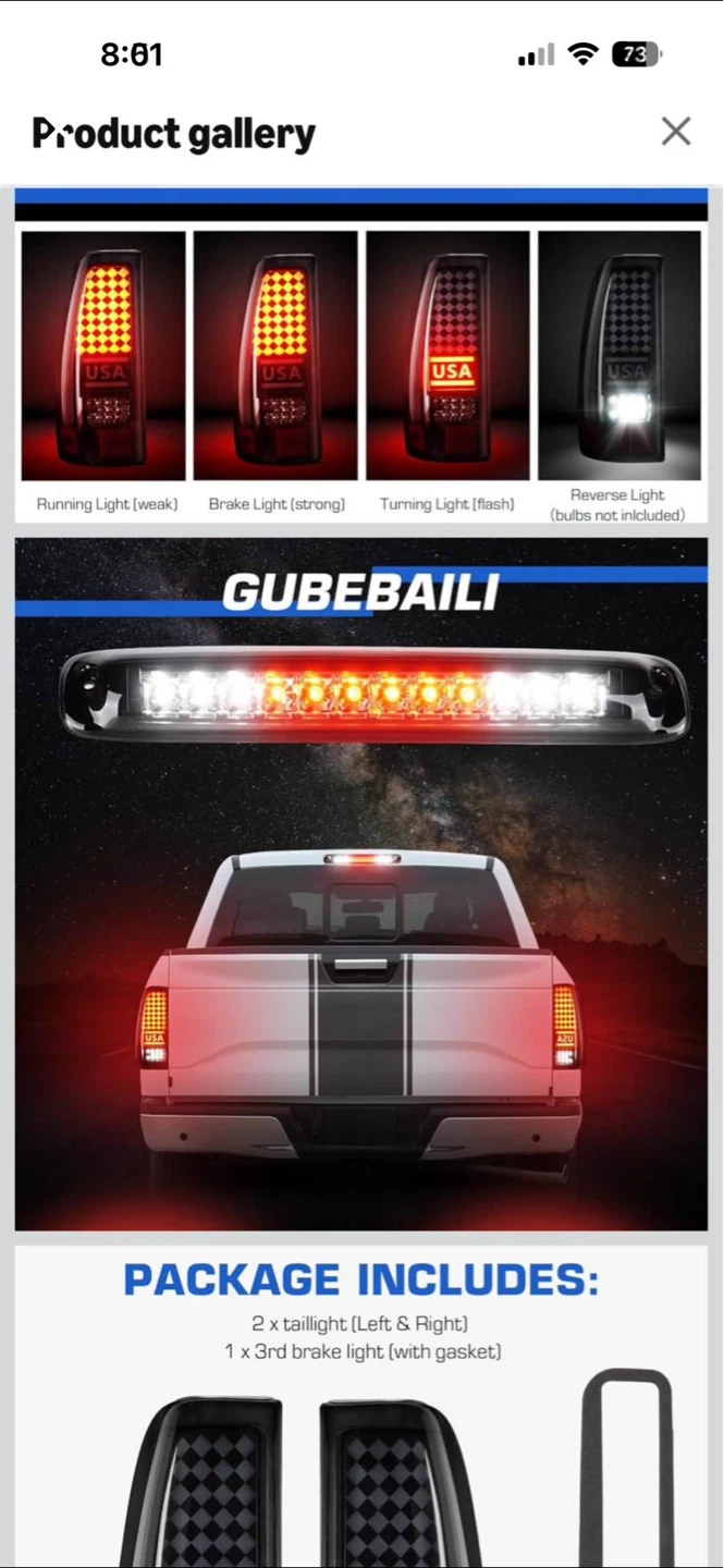 Tail Lights & 3rd Brake Light Set for Chevy Silverado 1500 99-06