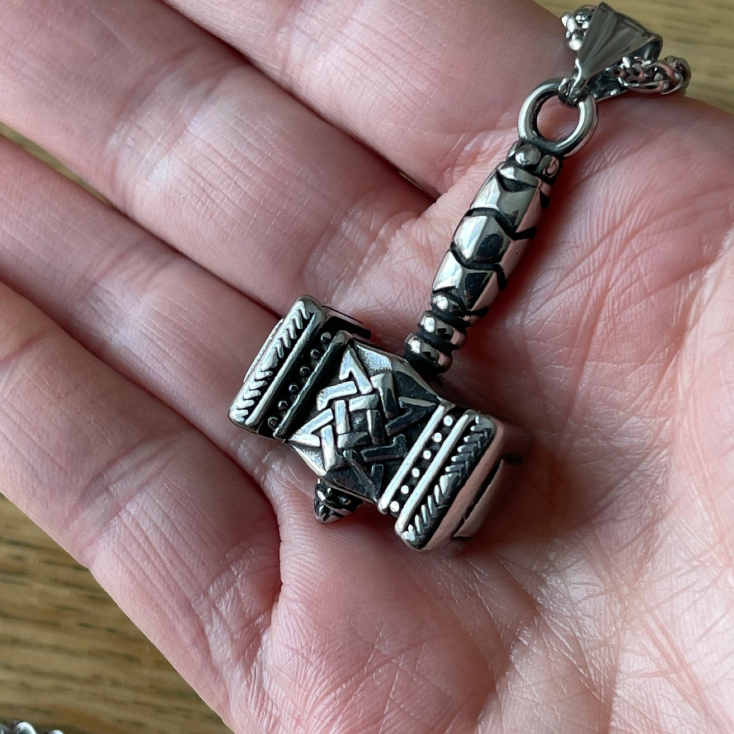 Norse Thor’s Hammer Mjolnir stainless steel necklace - photo 4
