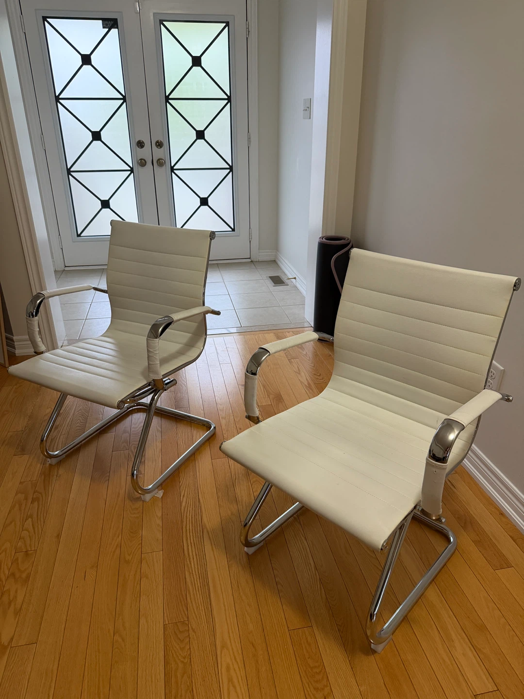 White Faux Leather Armchair