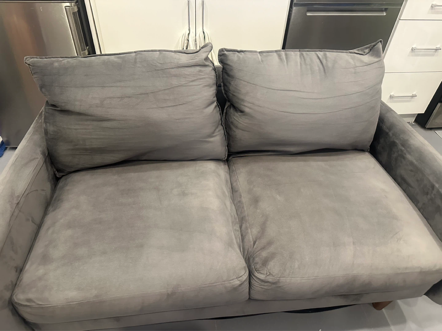 Grey Velvet Loveseat Sofa - photo 2