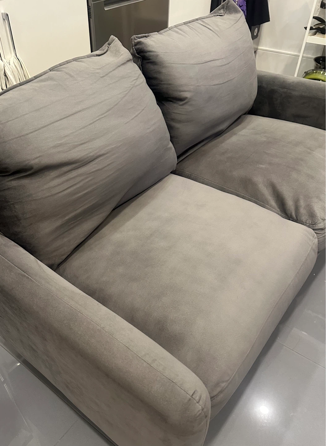 Grey Velvet Loveseat Sofa