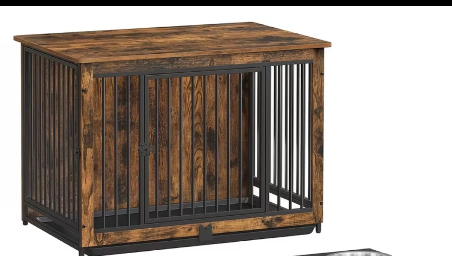 Rustic Brown Dog Crate End Table