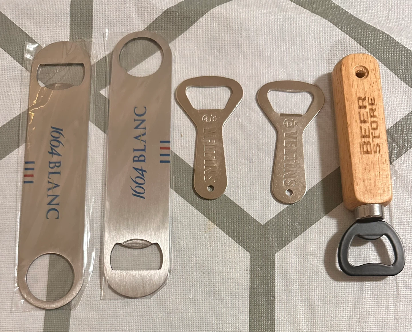 Set of 5 Bottle Openers - 1664 Blanc, Veltins, Beer Store