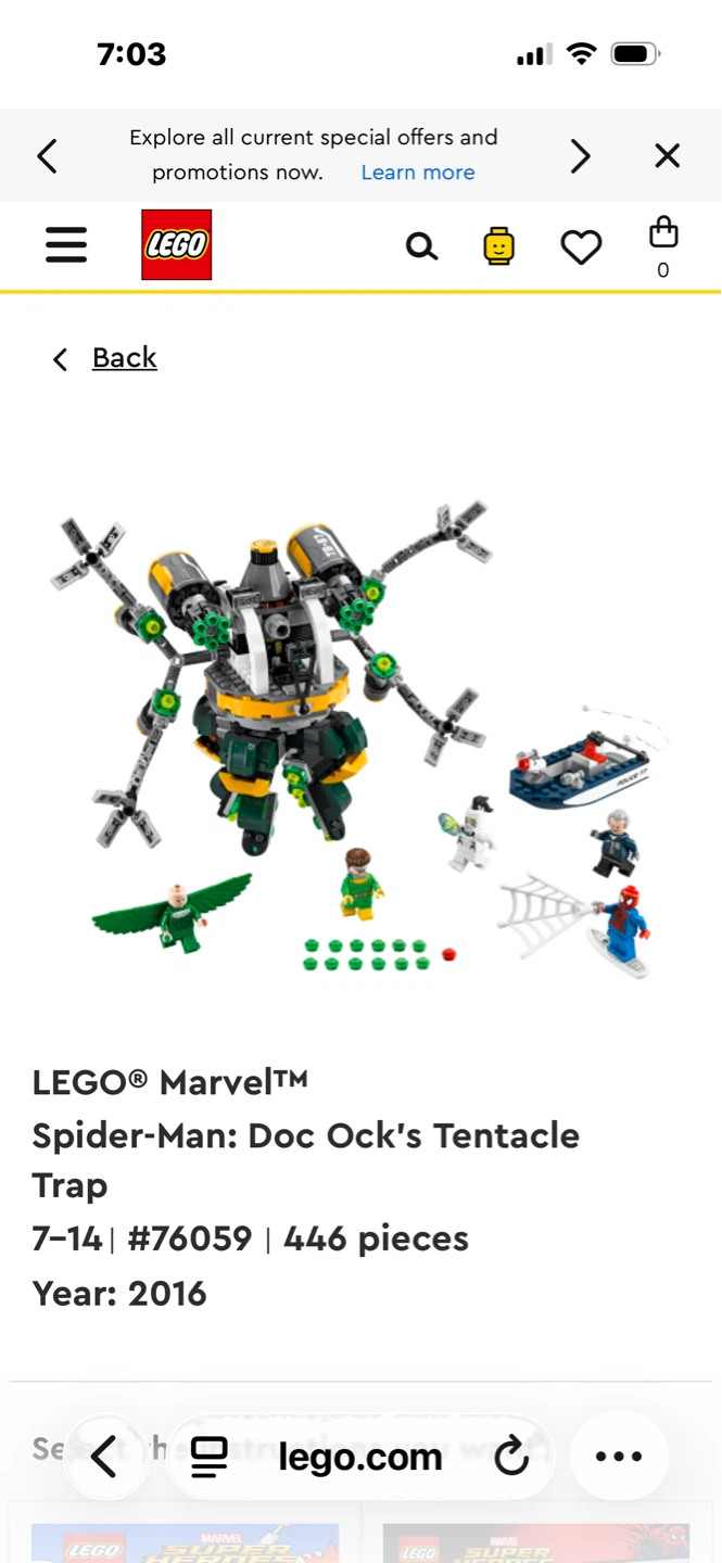 LEGO #76059 Marvel Spider Man Doc Ock Tentacle Trap - INCOMPLETE