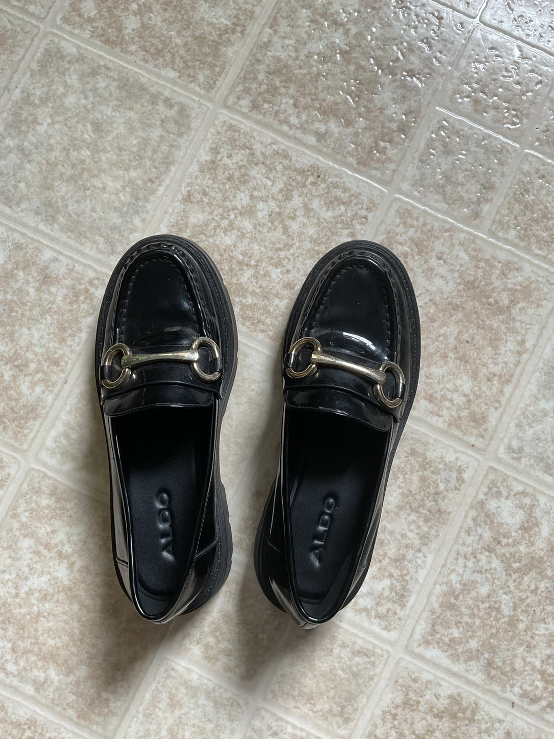 ALDO Black Patent Platform Loafers