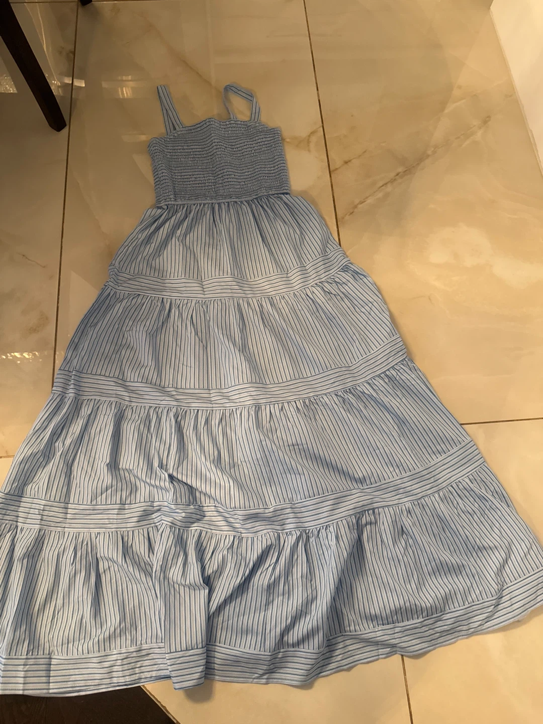 Commense Blue Striped Maxi Dress Size S