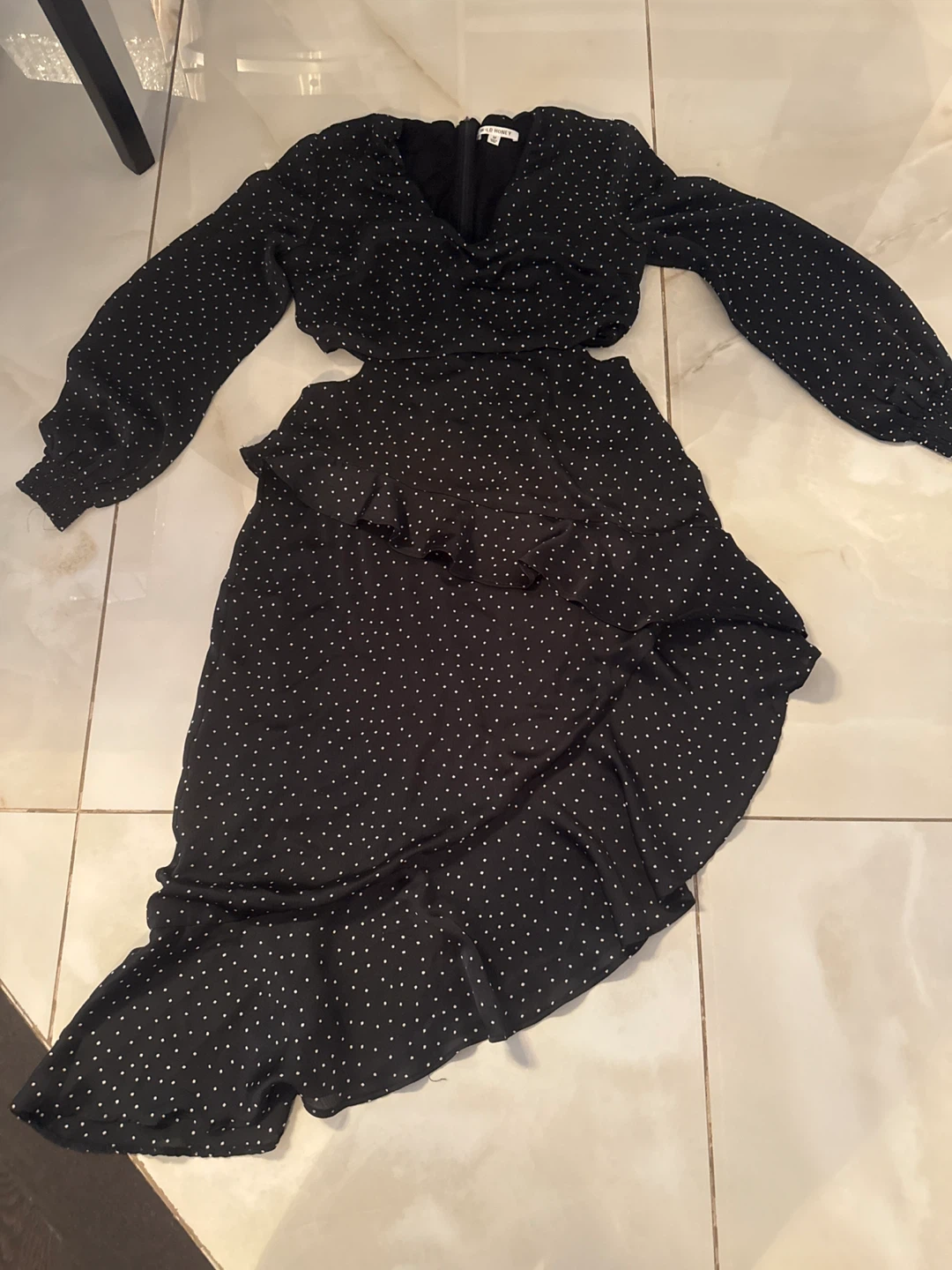 Wild Honey Black Polka Dot Midi Dress Size M
