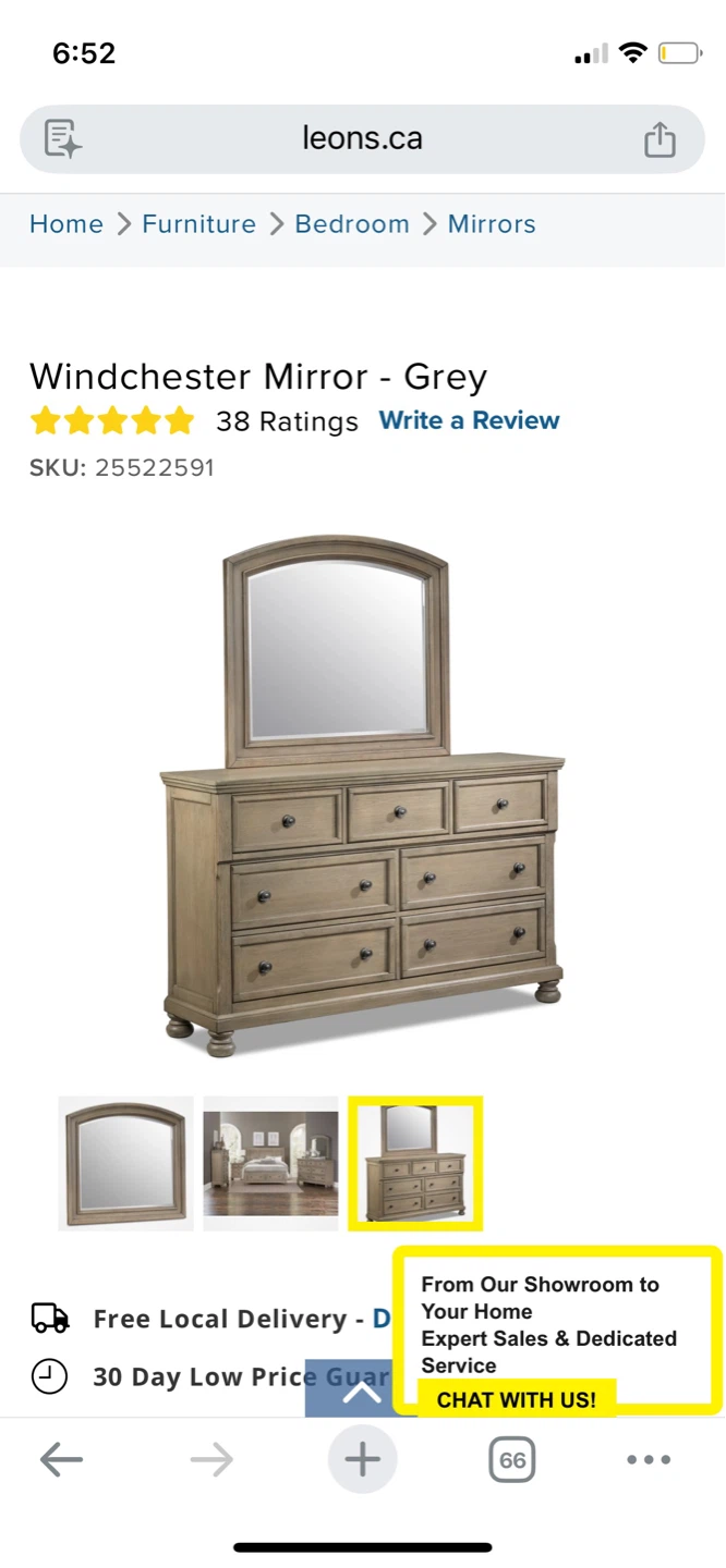 Leons Winchester Dresser and Mirror Set - Grey - photo 4
